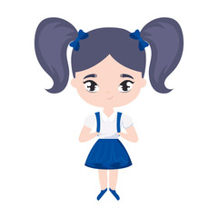 cute little student girl avatar character