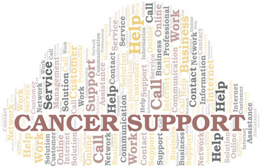 Cancer Support word cloud vector made with text only.