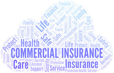 Obraz premium Commercial Insurance word cloud vector made with text only.