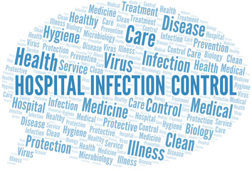 Hospital Infection Control word cloud vector made with text only.