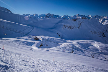 Fototapeta na wymiar nebelhorn mountain top in winter iconic scene