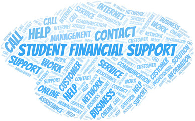 Student Financial Support word cloud vector made with text only.
