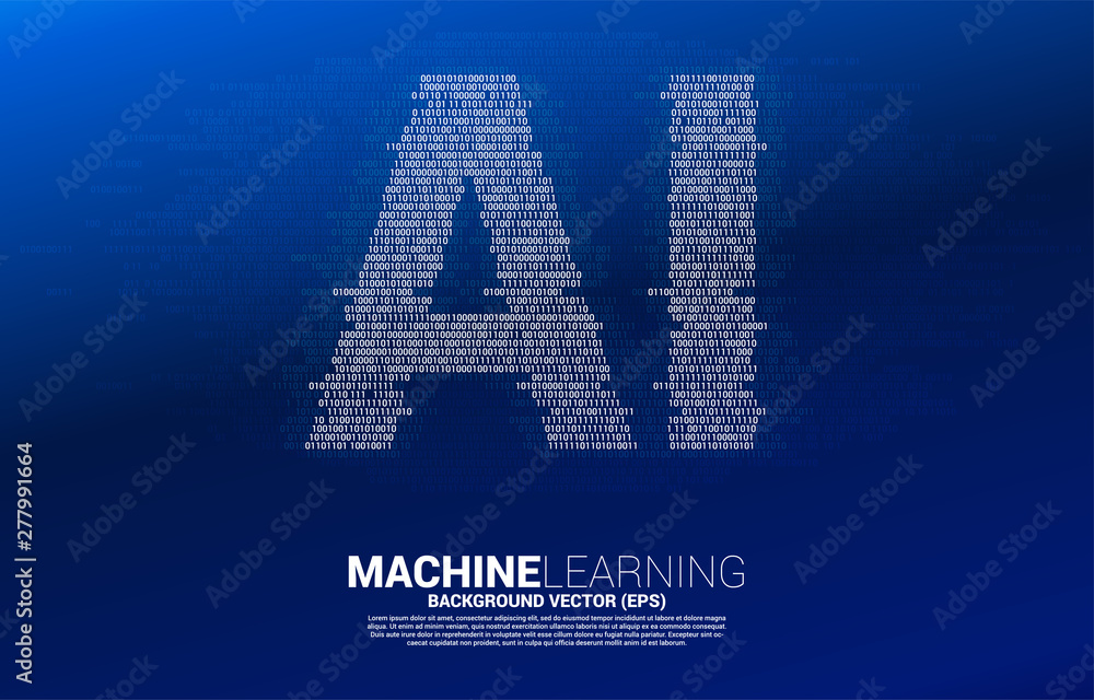 Aufkleber AI from one and zero binary code digit matrix style. concept of machine learning and Artificial Intelligence technology