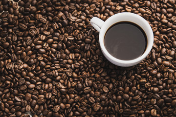 cup of coffee with beans background