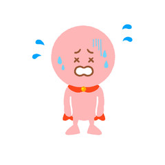 弱った善玉菌　手描き風　イラスト