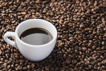 cup of coffee with beans background
