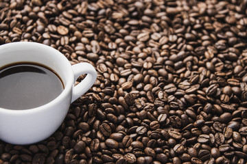 cup of coffee with beans background