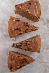 Homemade bakery cake : chocolate fudge cake decorated with chocolate curl