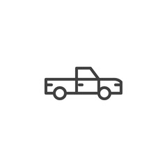 Pickup truck line icon. Transportation, auto linear style sign for mobile concept and web design. Van car outline vector icon. Symbol, logo illustration. Vector graphics