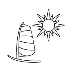 sailboat transportation with sun isolated icon