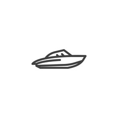 Water Scooter line icon. Speedboat linear style sign for mobile concept and web design. Motorboat, powerboat outline vector icon. Symbol, logo illustration. Vector graphics