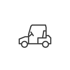 Golf cart line icon. linear style sign for mobile concept and web design. Electric golf car outline vector icon. Symbol, logo illustration. Vector graphics