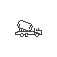 Concrete Mixer Truck line icon. linear style sign for mobile concept and web design. Cement mixer truck outline vector icon. Symbol, logo illustration. Vector graphics