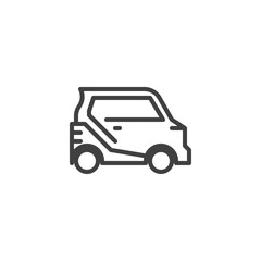 Electric car line icon. Eco automobile linear style sign for mobile concept and web design. Electric Vehicle outline vector icon. Symbol, logo illustration. Vector graphics