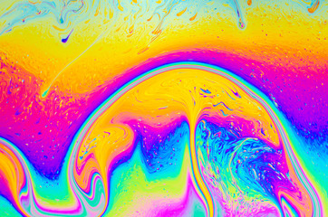 Abstract iridescent soap bubble structure