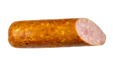 Smoked sausage isolated on white background