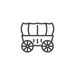 Wedding Coach line icon. Stagecoach linear style sign for mobile concept and web design. Horse carriage wagon outline vector icon. Symbol, logo illustration. Vector graphics - obrazy, fototapety, plakaty