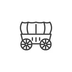 Deurstickers Wedding Coach line icon. Stagecoach linear style sign for mobile concept and web design. Horse carriage wagon outline vector icon. Symbol, logo illustration. Vector graphics © alekseyvanin
