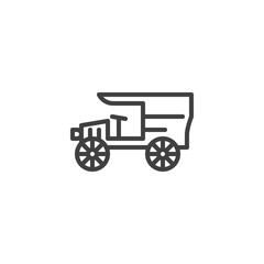 Vintage car line icon. Old vehicle linear style sign for mobile concept and web design. Classic retro auto outline vector icon. Symbol, logo illustration. Vector graphics