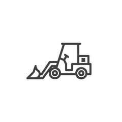 Tractor loader excavator line icon. linear style sign for mobile concept and web design. Front loader outline vector icon. Construction machine symbol, logo illustration. Vector graphics