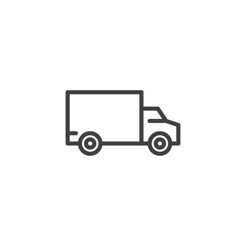 Moving, shipping truck line icon. linear style sign for mobile concept and web design. Delivery truck outline vector icon. Transportation symbol, logo illustration. Vector graphics