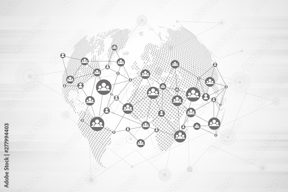 Poster global network connection.abstract background technology graphic design. connecting dots and lines.i