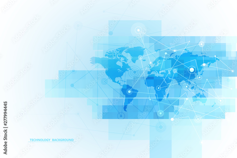 Poster abstract background technology and science graphic design. connecting dots and lines.internet connec