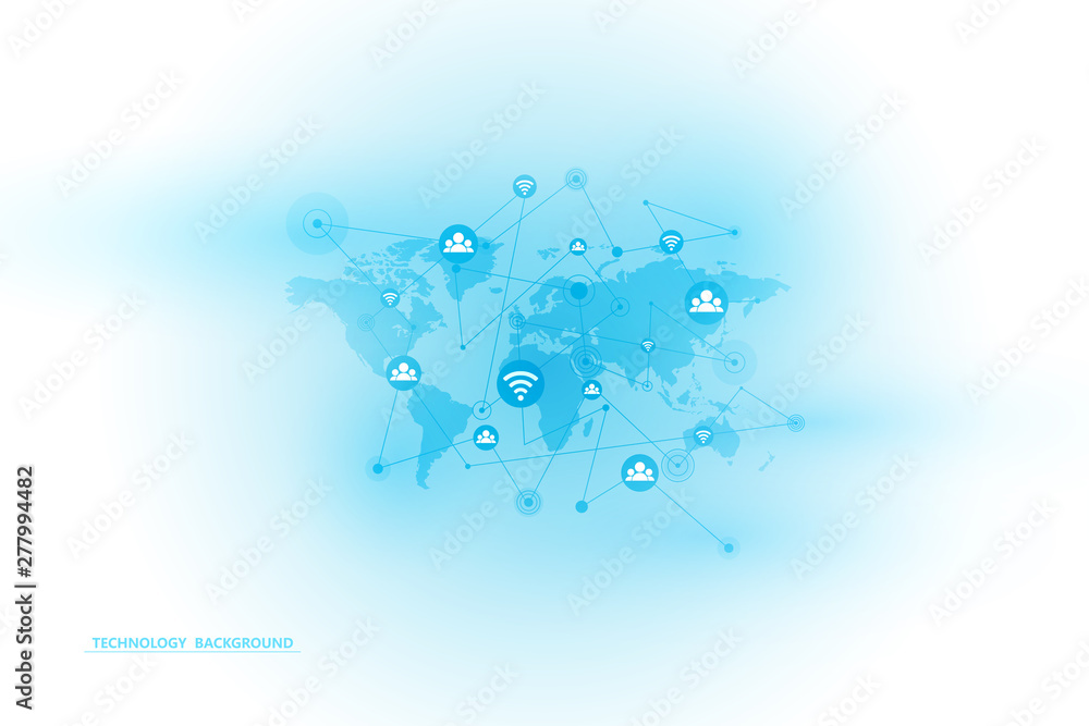 Poster global network connection.abstract background technology graphic design. connecting dots and lines.i