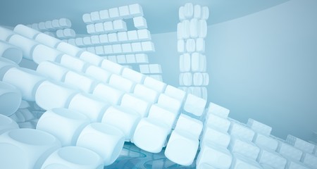 Obraz premium White smooth abstract architectural background with water. 3D illustration and rendering