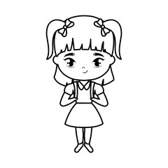 cute little student girl avatar character