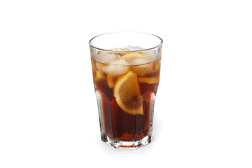 Fototapeta na wymiar Glass of cold cola isolated on white background