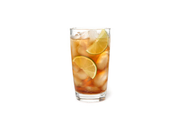 Glass of cold cola isolated on white background