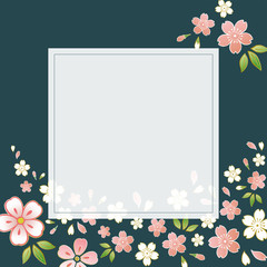 和柄素材 - 桜の和風デザインフレーム