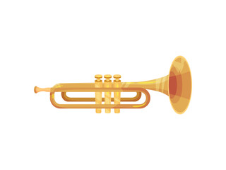 Classic trompett. Wind instrument. Vector illustration on white background.