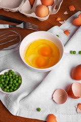 Cooking scrambled eggs for breakfast
