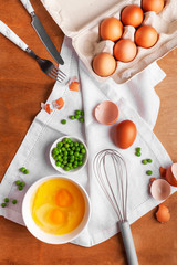 Cooking scrambled eggs for breakfast