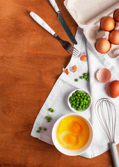 Cooking scrambled eggs for breakfast