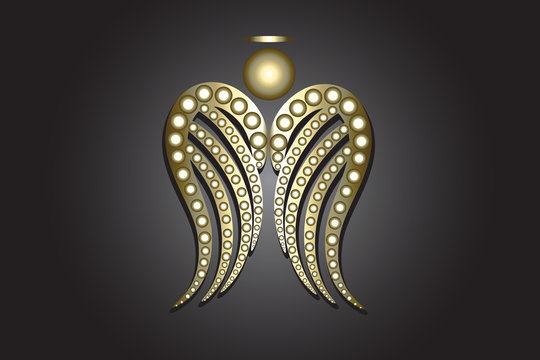 Angel gold wings ornament logo vector