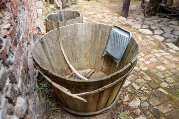 Wooden tub for washing underwear. Wooden bathtub for everyday use.