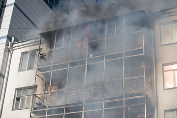 Burning building of shopping center