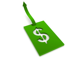 3d rendered Dollar growing up  isolated on white background