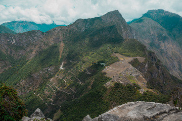 View to Machu Picchu from Hayna Picchu mountain
