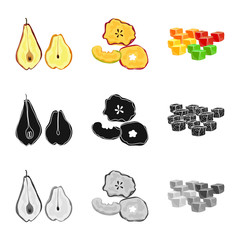 Isolated object of food and raw icon. Set of food and nature stock symbol for web.