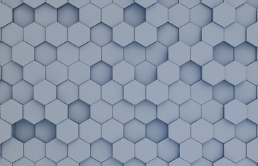 Grey hexagons background pattern 3D rendering