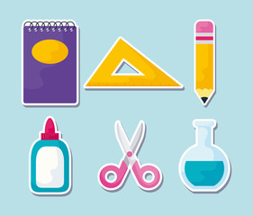 notebook with set supplies school