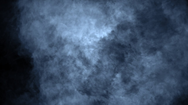 Abstract blue smoke steam moves on a black background . The concept of aromatherapy. Design element