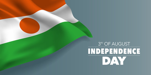 Niger happy independence day greeting card, banner with template text vector illustration