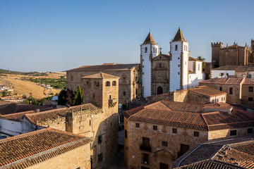 Old Town of Caceres city at sunset, Unesco World Herigate, in Extremadura Region, Spain.