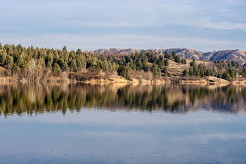Reflections in the water, lake and nature