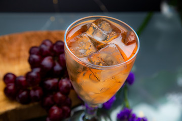 glass of white wine and grapes